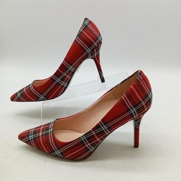 NEW J. Crew Elsie TARTAN Pumps Heels Red Holiday GINGHAM Tartan Plaid CHRISTMAS - Picture 3 of 15